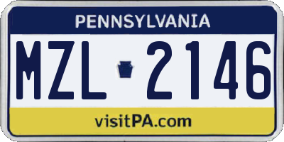 PA license plate MZL2146