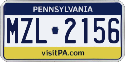 PA license plate MZL2156