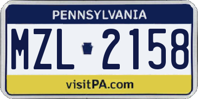 PA license plate MZL2158