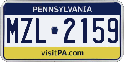 PA license plate MZL2159
