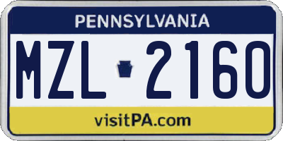 PA license plate MZL2160