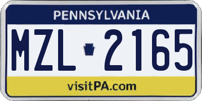 PA license plate MZL2165