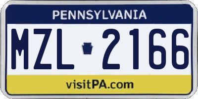 PA license plate MZL2166