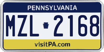 PA license plate MZL2168
