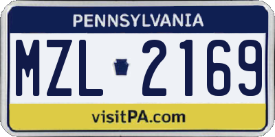 PA license plate MZL2169
