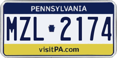 PA license plate MZL2174