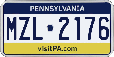 PA license plate MZL2176