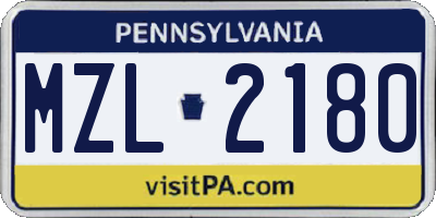 PA license plate MZL2180