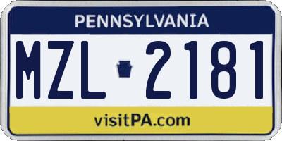PA license plate MZL2181