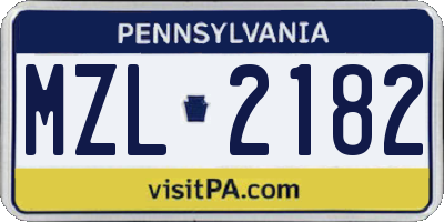 PA license plate MZL2182