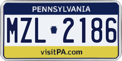 PA license plate MZL2186