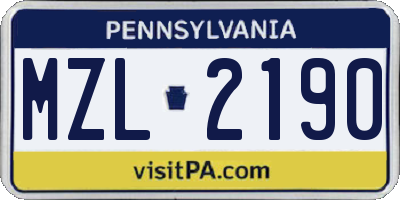 PA license plate MZL2190