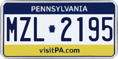 PA license plate MZL2195
