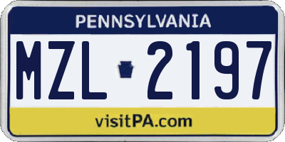PA license plate MZL2197
