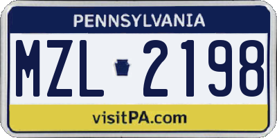 PA license plate MZL2198