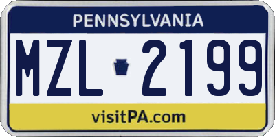 PA license plate MZL2199
