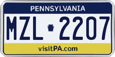 PA license plate MZL2207