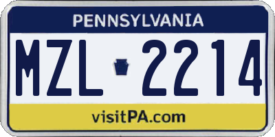 PA license plate MZL2214