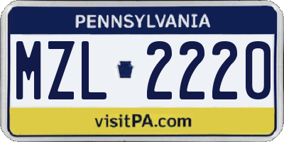PA license plate MZL2220