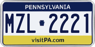 PA license plate MZL2221