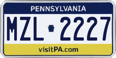 PA license plate MZL2227