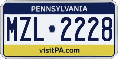 PA license plate MZL2228