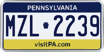PA license plate MZL2239