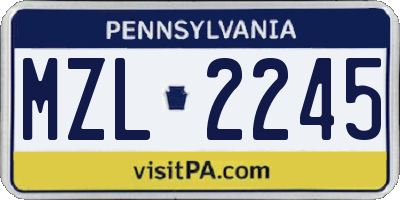 PA license plate MZL2245