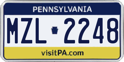 PA license plate MZL2248
