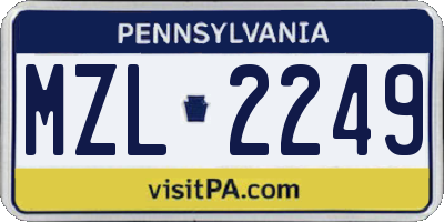 PA license plate MZL2249
