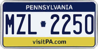 PA license plate MZL2250