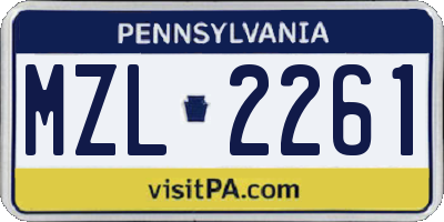 PA license plate MZL2261