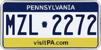 PA license plate MZL2272