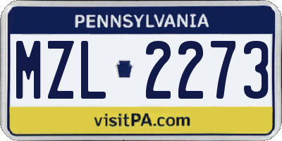 PA license plate MZL2273