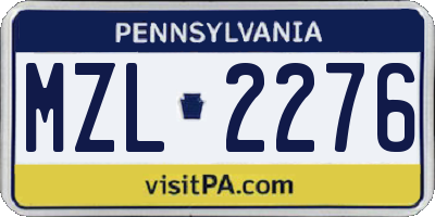 PA license plate MZL2276