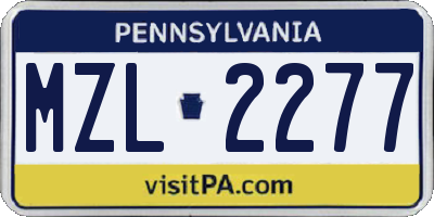 PA license plate MZL2277