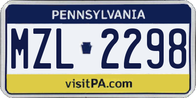 PA license plate MZL2298