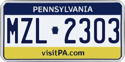 PA license plate MZL2303
