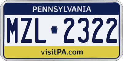 PA license plate MZL2322