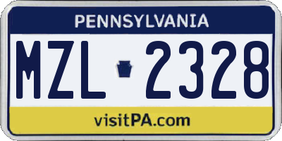 PA license plate MZL2328
