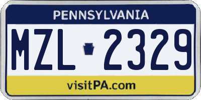 PA license plate MZL2329