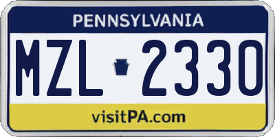 PA license plate MZL2330