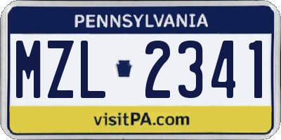 PA license plate MZL2341