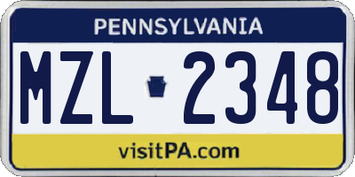 PA license plate MZL2348
