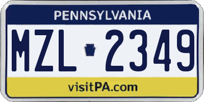PA license plate MZL2349
