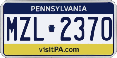 PA license plate MZL2370