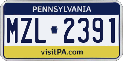 PA license plate MZL2391