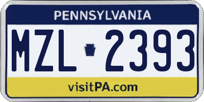 PA license plate MZL2393