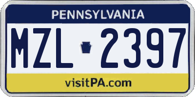 PA license plate MZL2397