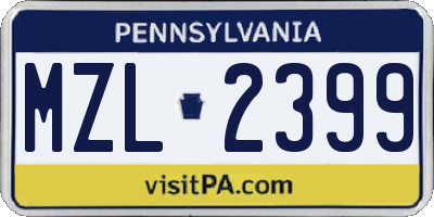 PA license plate MZL2399